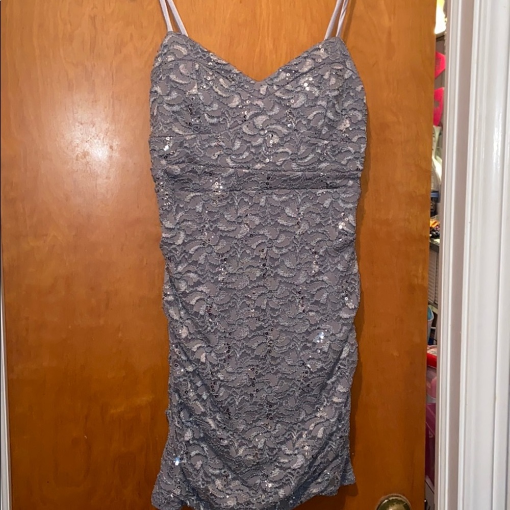 Love Reign grey lace dress with sequins